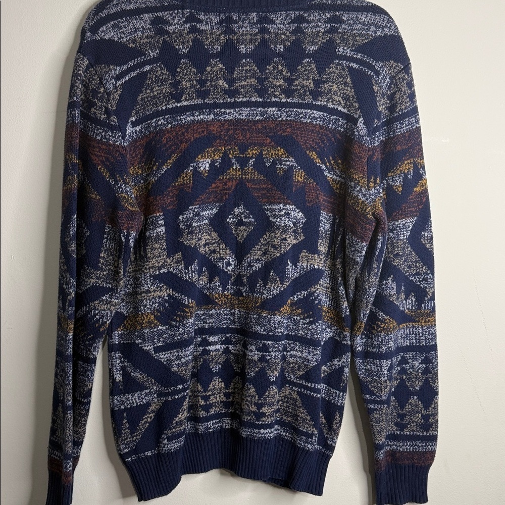 American Rag Men's Blue and Brown Patterned Crewneck Sweater - Picture 4 of 4